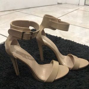 Nude/beige Heels with strap about 4.5 inches high